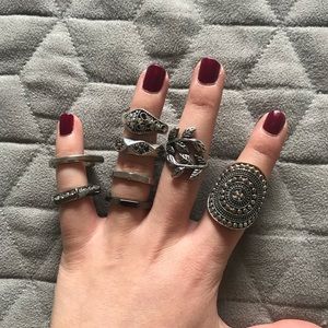 Mix of silver rings